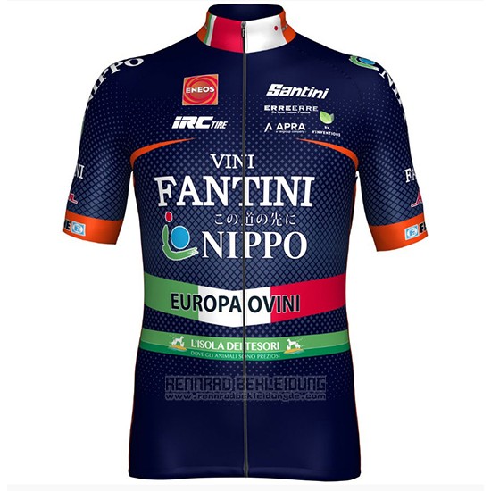 2018 Fahrradbekleidung Nippo Vini Fantini Europa Ovini Dunkel Blau Trikot Kurzarm und Tragerhose - zum Schließen ins Bild klicken